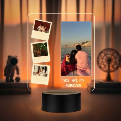 You are My Forever Quote Personalized with Photos Acrylic UV Printed Lamp with Warm White Light Gift for Anniversary, Valentines Day, Birthday